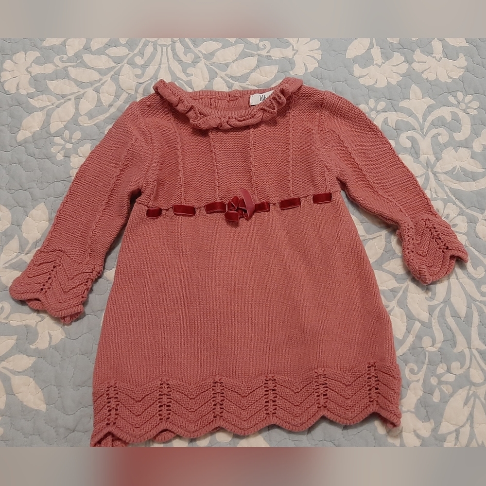 Baby girl dark pink long sleeved sweater dress size 3-6months